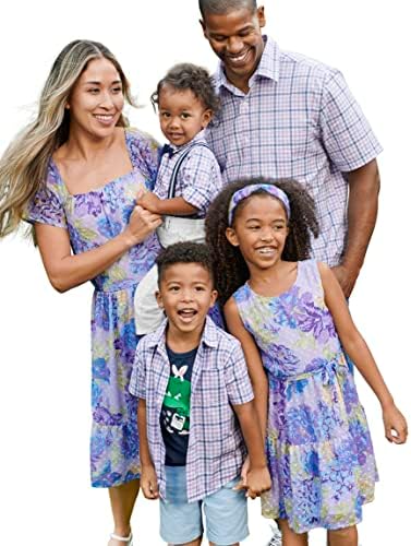 As roupas familiares da coordenação infantil infantil, mamãe e eu, pai e filho, bebê, coleção de festas roxas