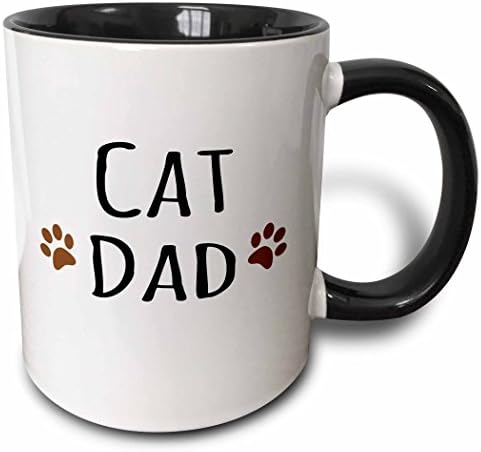 3drose gat pai texto em preto com duas impressões de pata para donos de animais de estimação e caneca de amantes de gatinhos, 1 contagem