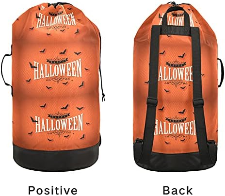 Mochila de lavanderia pesada de lavanderia de halloween com alças de ombro com alças de viagem Bolsa de roupa com tração de tração