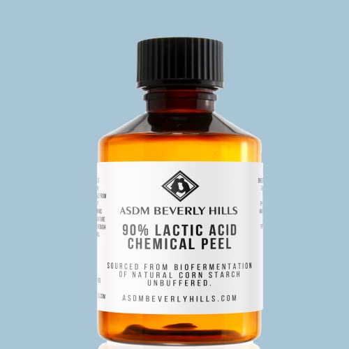 ASDM Beverly Hills 90% Casca de ácido lático 2 onças 60 ml, fabricado nos EUA, tratamento de casca química vegana aha aha