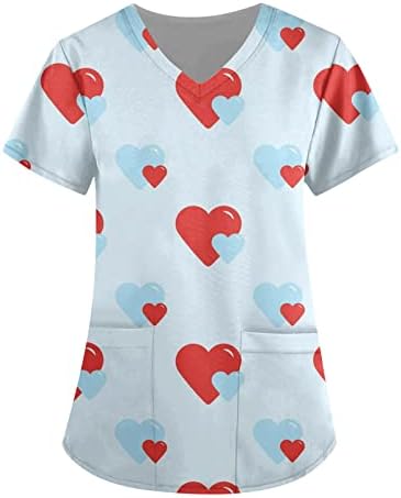 Uniformes de enfermagem impressa para mulheres, camisetas divertidas em vilas de trabalho com camisetas do dia dos namorados