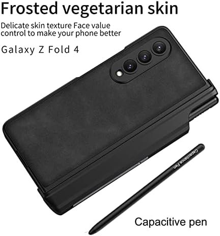Conjunto de marcas Samsung Galaxy Z Fold 4 Caso, Galaxy Z Fold 4 Caso de couro com Kickstand e Pen Capacitive Pen, Hinge