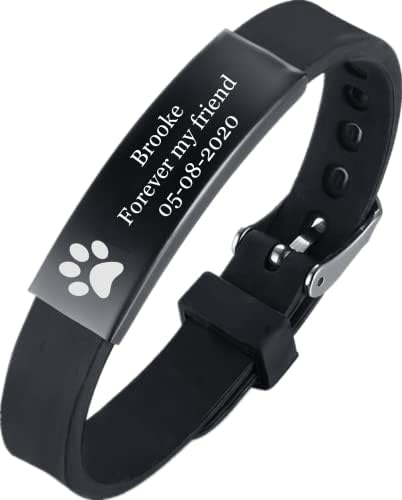 Presentes do memorial de animais de estimação do Kbnsuian Pet Personalizado Nome do gato personalizado Data Bracelete de silicone