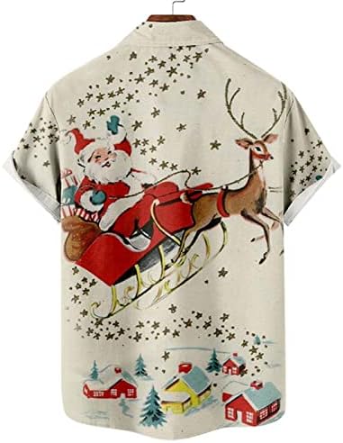 Camisas de botão de manga curta de Natal masculino Camisas de boliche vintage Casual Papai Noel Papai Noel