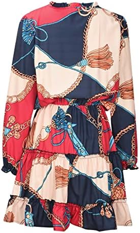 Vestido de manga comprida WPOUMV para mulheres estampas florais V Dress Up Dress Dress Flowy Flowy Swing Dress Trendy Casual