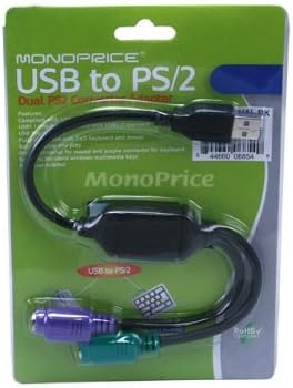 MONOPRICE USB para PS/2 Adaptador de conversor PS2 duplo, preto
