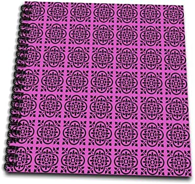 3drose Art Deco Style Fleur de Lis Pattern Black on Purple - Desenho de livros