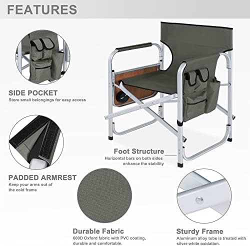 Cadeira de acampamento MasterCanopy, cadeira de diretores dobráveis, cadeira de balanço de baixo conjunto ao ar livre, acolchoado