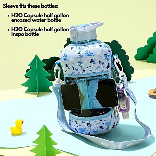 H2O Capsule Water Bottle Solder com alça de ombro - Acessórios para garrafas de água de meio galão - Manga de neoprene com suporte de telefone - portador de garrafa de bebida de 74 onças para caminhada e caminhada