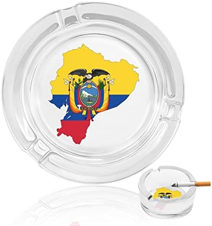 Map de bandeira do Equador cinzeiros de vidro para cigarros lixo à prova de vento pode imprimir bandejas de cinzas sofisticadas