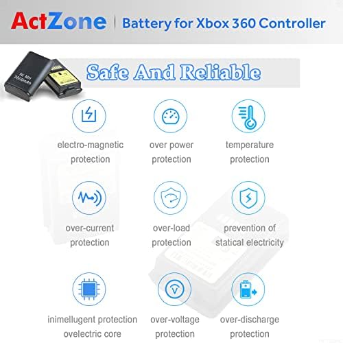 ACTZONE 2PCS 3600mAH Recarregável Ni-MH Substituição de bateria para Xbox 360 Wireless Controller
