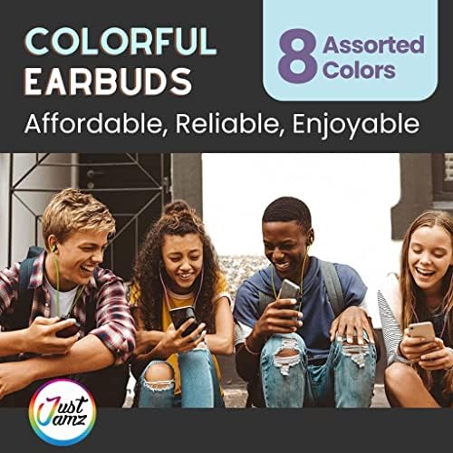 100x Multipack de fones de ouvido coloridos de orelhas coloridas | Fones de ouvido a granel JustJamz mármores, fones de ouvido