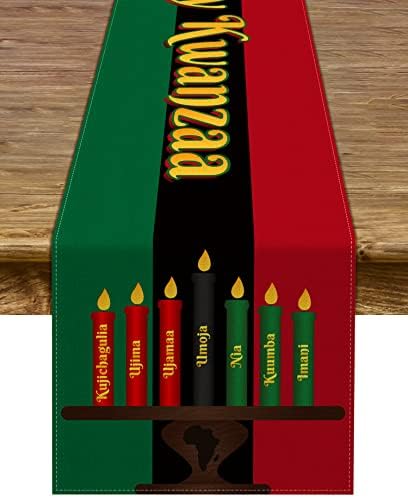 Pudodo Kwanzaa Runner Kinara Afro -American Heritage Festival Festival Festival Party Kitchen Dining Room Decoration 13x72