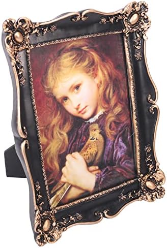 Beneray Vintage Black Picture Frame 5x7 polegadas, molduras de fotos antigas de luxo com frente de vidro, borda dourada antiga, horizontal