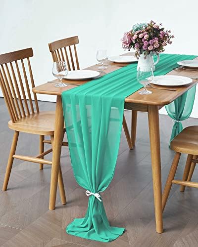 10pcs 10ft Table Runner 29x120 polegadas Aqua Pure Chiffon Table Runner para decorações de casamento românticas,