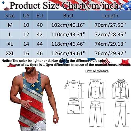XXBR Independence Day Mens O treino patriótico Tops American Flag Print Stringer Summer Summer Athletic Sports Gym Tanks