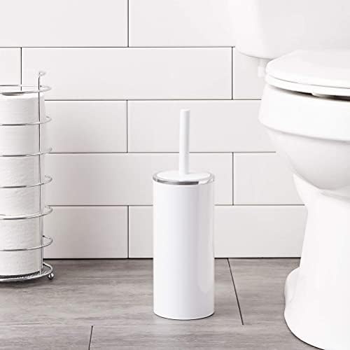 Brush e suporte do banheiro Wenko para banheiro, cerdas de silicone macias com capa, escova de tigela de limpeza resistente, 4,13 x 13,38 x 4,13 polegadas, branco