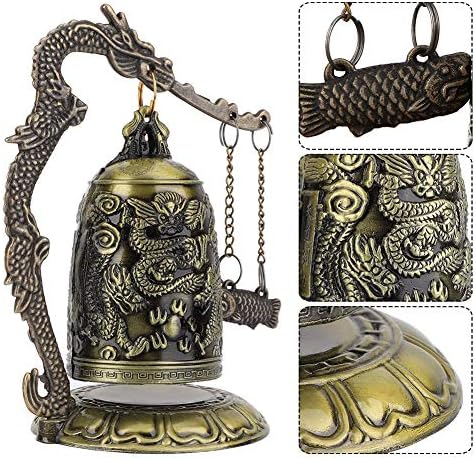 Dragão vintage Dragon Bronze Dragon Lock, Ornamento de Handicrafts Buddhist Bell, Bronze Dragon Lock Sino para Office Home