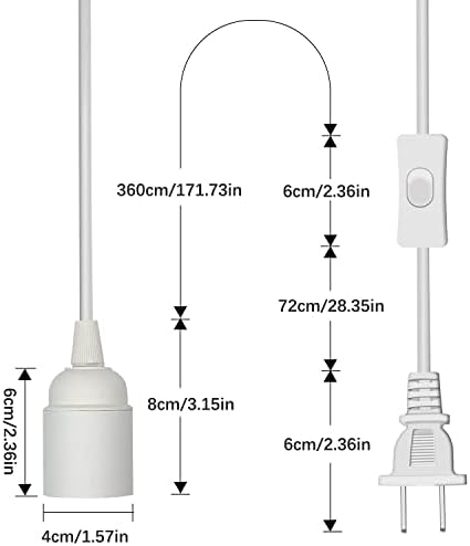 Cordamento de luz pendurada Kit de lâmpada de lâmpada de lâmpada de lâmpada de 2 pés de 2 pés de 15 pés de lanterna pendente