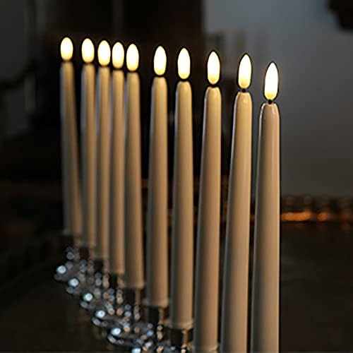 Espaços encantados Conjunto de 10 velas de led de marfim sem chamas de 10 com pavio preto realista com timer diário, controle