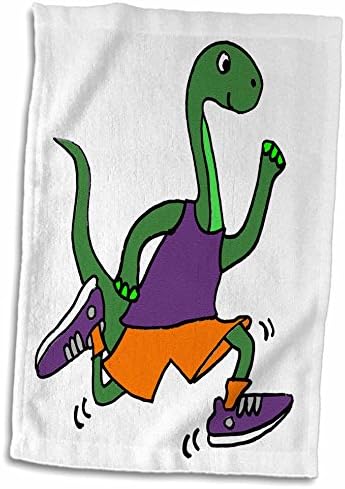 3drose engraçado fofo brontosaurus correr em tampa roxa e sapatos - toalhas