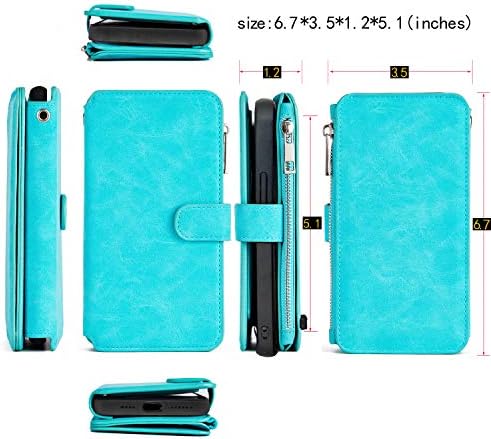 Modos Logicos Case para iPhone 14 Plus 6.7 , [Folio de carteira destacável] [armazenamento em dinheiro com zíper] [Slots de até 14