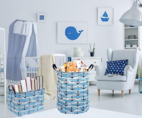 Sanjiaofen Kids Laundry Horting, cesto de lavanderia âncora cestas colapsáveis ​​de armazenamento azul para decoração náutica,