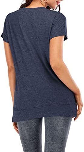 Túnicas femininas Tops Moda Mangas curtas Slim Fit O-pescoço dividido T-shirt Holiday Holiday Casual Midi Sorthirt