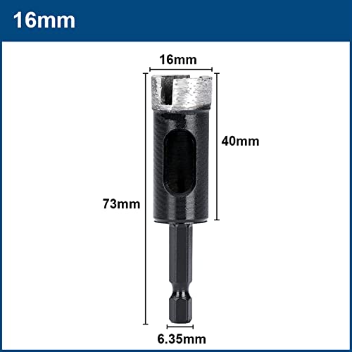 Corte de perfuração de corte a seco Bit Héxil Hortel de 6-16mm Moldura de ladrilhos Cerâmica serra de granito Ferrilha de mármore Bits Furador de vidro Ferramenta de perfuração 1pcs