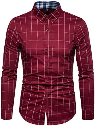 Maiyifu-gj-GJ Men's Wrikle Dress Dress camisa de vestido regular Button Button Down Down Camisetas xadrez xadrez sólido de