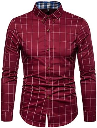 Maiyifu-gj-GJ Men's Wrikle Dress Dress camisa de vestido regular Button Button Down Down Camisetas xadrez xadrez sólido de manga longa