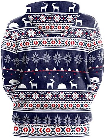 Andongnywell Feminino Autumn Christmas Sweater Padrão de suéter impresso Xmas imprimir moletom com capuz solto