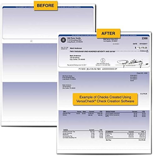 Versacheck Valuechex - 5000 cheques de voucher de negócios em branco - azul graduado - 5000 folhas Formulário #1000 - Verifique no topo