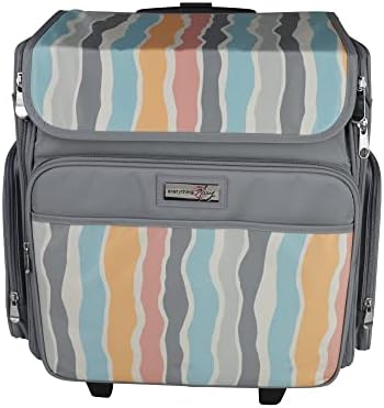 TUDO Mary Rolling Craft Bag, Grey Stripes - Papercraft Tote com rodas para scrapbook & Art Storage - Caso organizador para caixas de