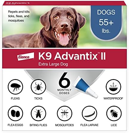 K9 Advantix II XL XL Cão ​​Vet-Recompensado por pulgas, carrapato e tratamento e prevenção de mosquitos | Cães com