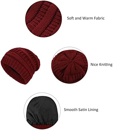 Durio Satin forrado chapéus de gorro de inverno para mulheres gorros femininos macios e femininos para chapéus de inverno