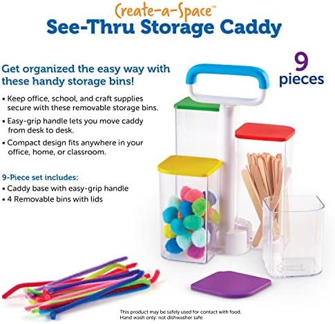 Create-A-Space Sel-Thru Storage Caddy, organização da sala de aula, organizador de suprimentos escolares, organização