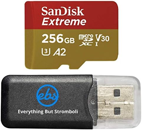 Sandisk Extreme 256 GB V30 A2 MicrosDXC Memory Card para DJI Trabalha com o pacote Mavic Air 2 Drone 4K 8K