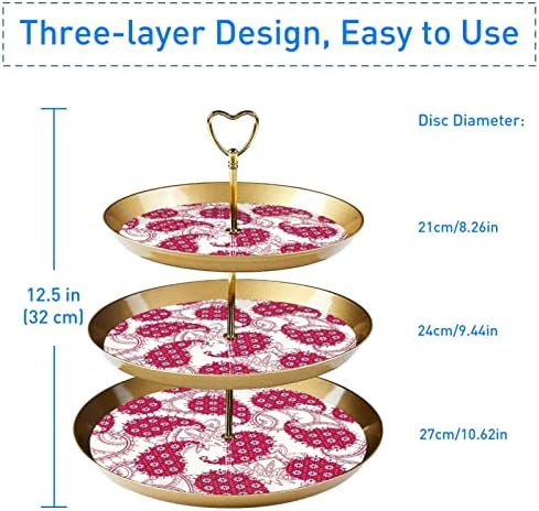 Bandeja de suporte de cupcakes de três camadas, bandeja de bolo de sobremesa em relevo, pastelaria para casamento,