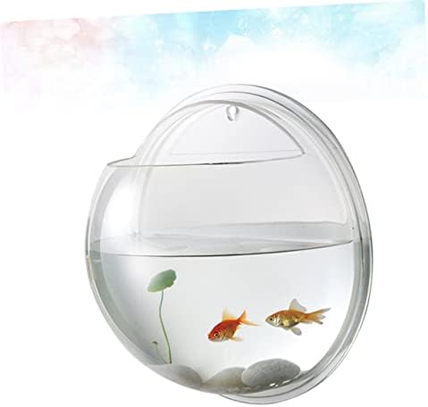 Vasos de vidro redondos de mikikit vasos de vidro transparente vaso de vidro decorativo betta tigela de vidro de vidro parede de peixe tanques aquários suprimentos aquário