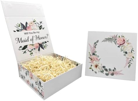 Caixa de proposta da dama de honra | 1 caixa de tampa magnética | 1 Maddra Premium Caixa de Honra | Maid de Honra Caixa