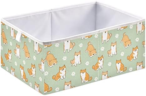 Ollabaky desenho animado Shiba Inu Dog Storage Bin Fabric Armazy Armazenamento Cubo Cubo de cesto de cesta prematuro
