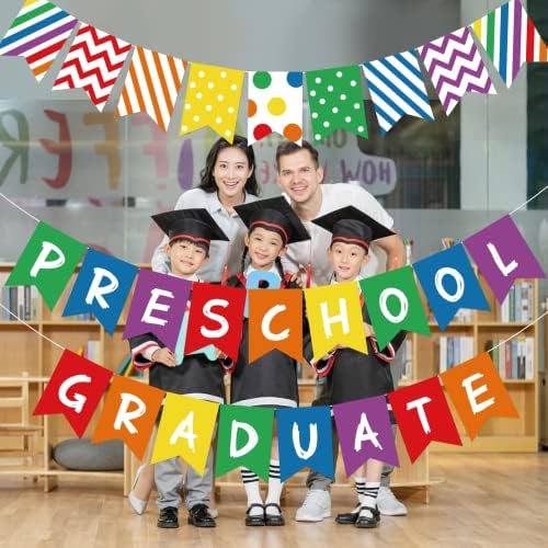 Banner de graduação em pré-escolar colorido e banner de galhardete para crianças de 2023 decorações de graduação em