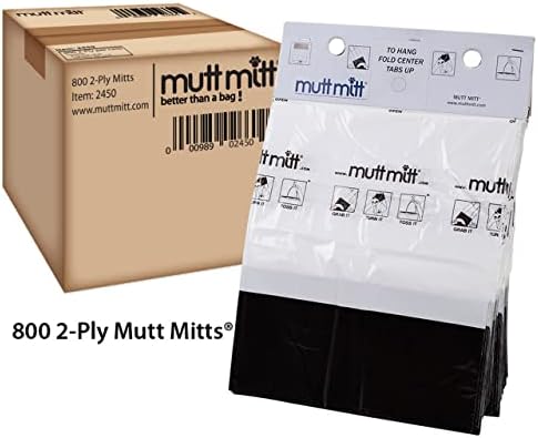 Mutt Mitt 2-Bly Dog Waste/Poop Pick Up Saco em cartas de cabide, 800 contagens