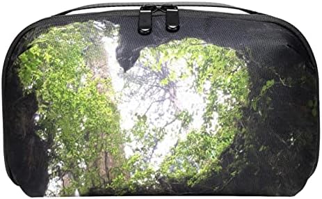 Carteira de bolsa de bolsa de viagem de caixa de transporte de caixa de transportação de caixa de gola USB Acessório de bolso, floresta de cavernas em forma de coração