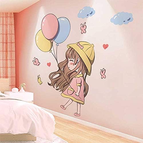 Adesivos de parede de menina de desenho animado pdgjg decalques murais de balão diy para quartos decoração de casa de berçário de quarto
