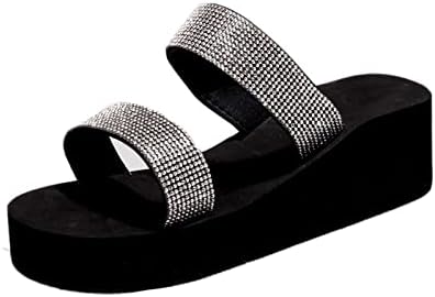 Shinestone chinelos de forma plana para mulheres sandálias de cunha de cunha dupla tira slides casuais sapatos de mulheres sapateiras