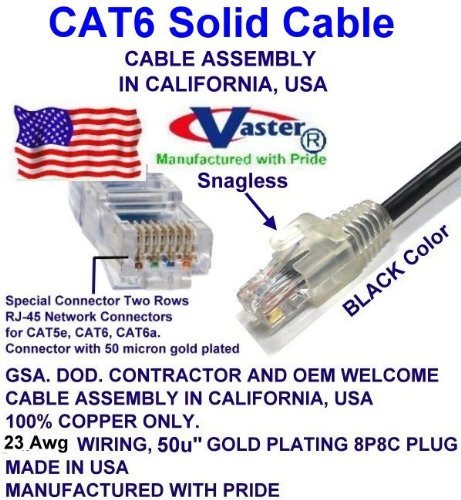Super E Cable - Feito nos EUA - Black - 17 pés - UTP CAT.6 Cabo Ethernet Patch - UL CMR 23AWG - SKU - US -A -81971