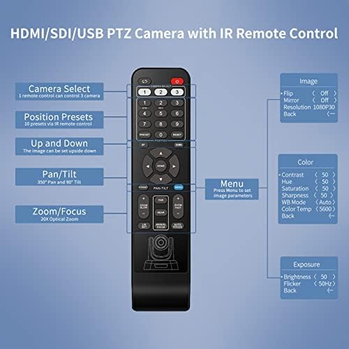Sistema de câmera da sala de conferência de Tongveo 20x, câmera de conferência HDMI/USB/SDI PTZ 20X Zoom óptico com viva -voz sem