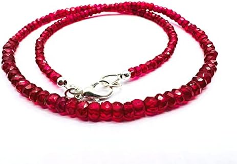 Artesanato de Kabir 1 cordão de contas de espinélio vermelho natural tamanho 3-4,5 mm de 16 polegadas de 16 polegadas RONDELLE Corte de contas facetadas para fabricação de jóias, miçangas e artesanato Kcrafts-ry_k10, rosa, vermelho